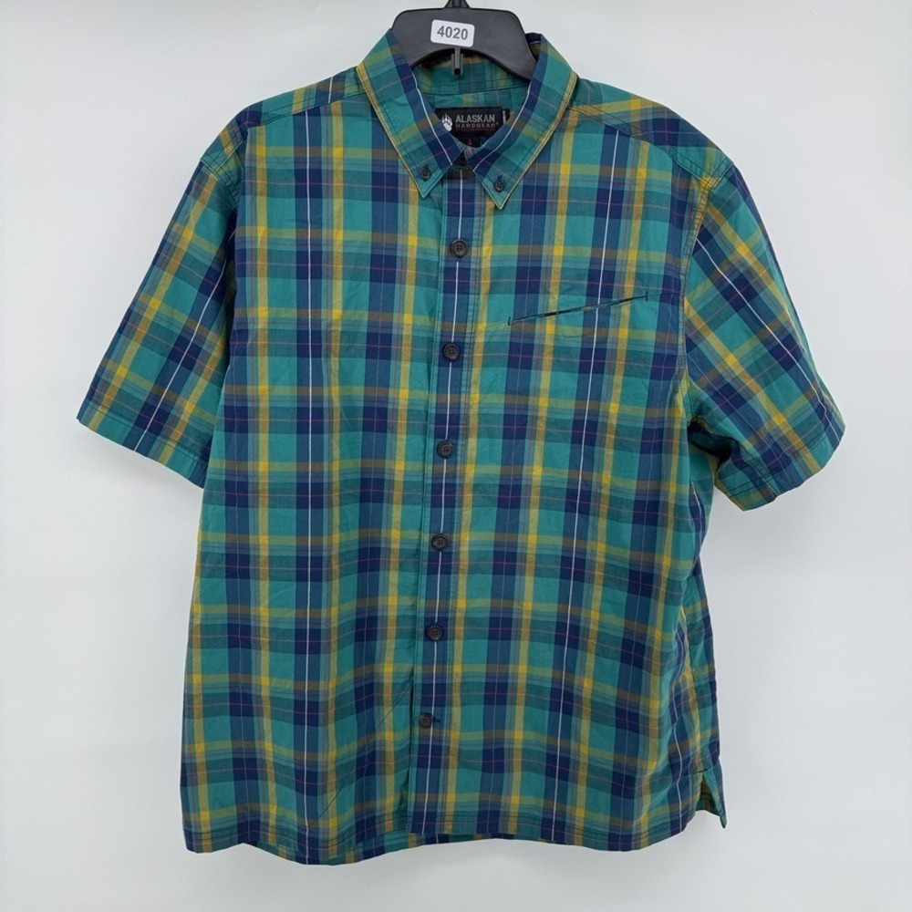 Alaskan Hardgear Shirt Mens L Short Sleeve Blue Duluth Plaid Performance Vented